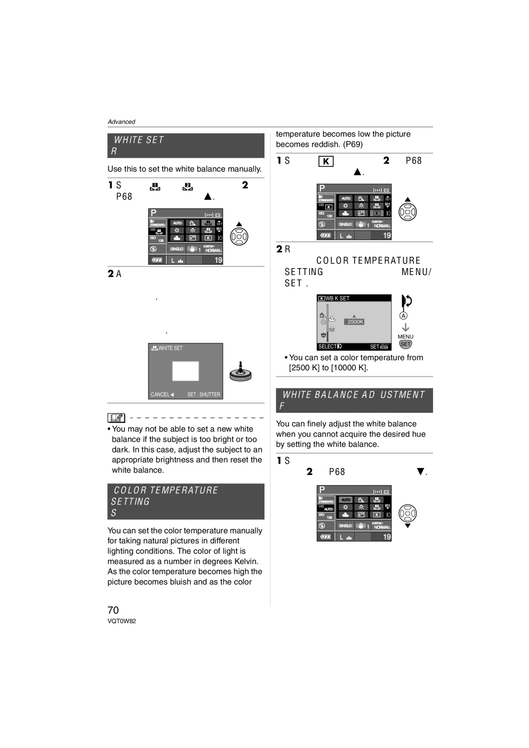 Panasonic DMC-L1K White SET, Resetting the white balance, Color Temperature Setting, Setting the color temperature 