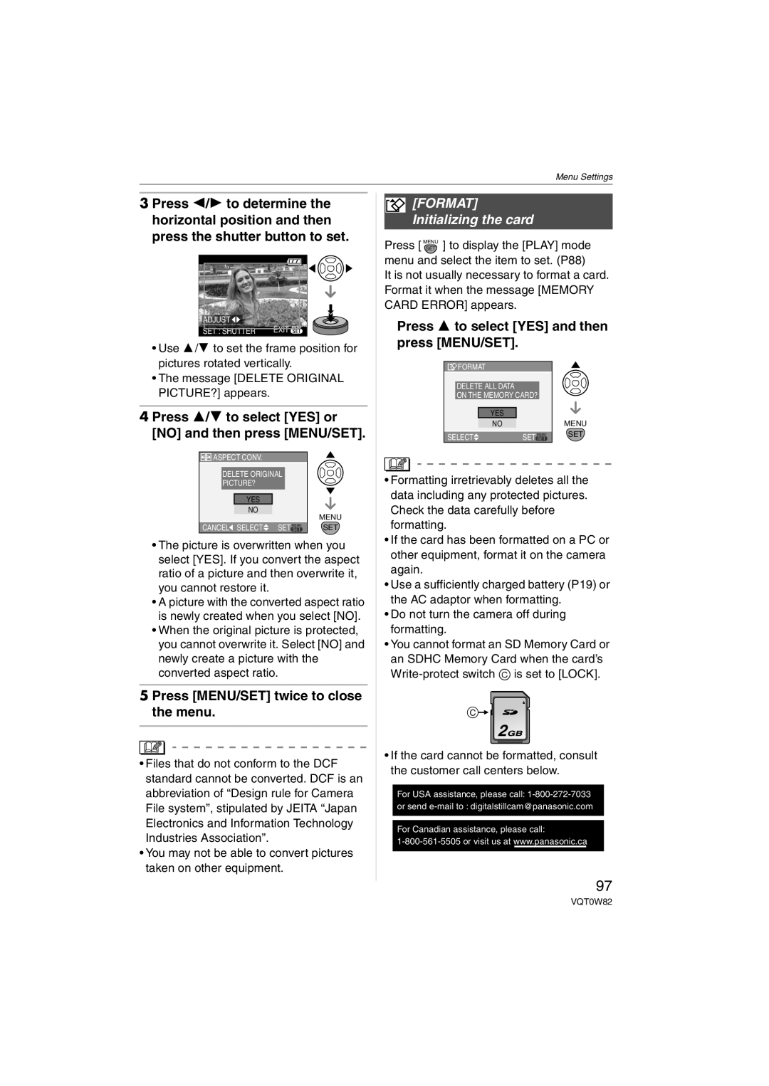 Panasonic VQT0W82, DMC-L1K operating instructions Format, Initializing the card 