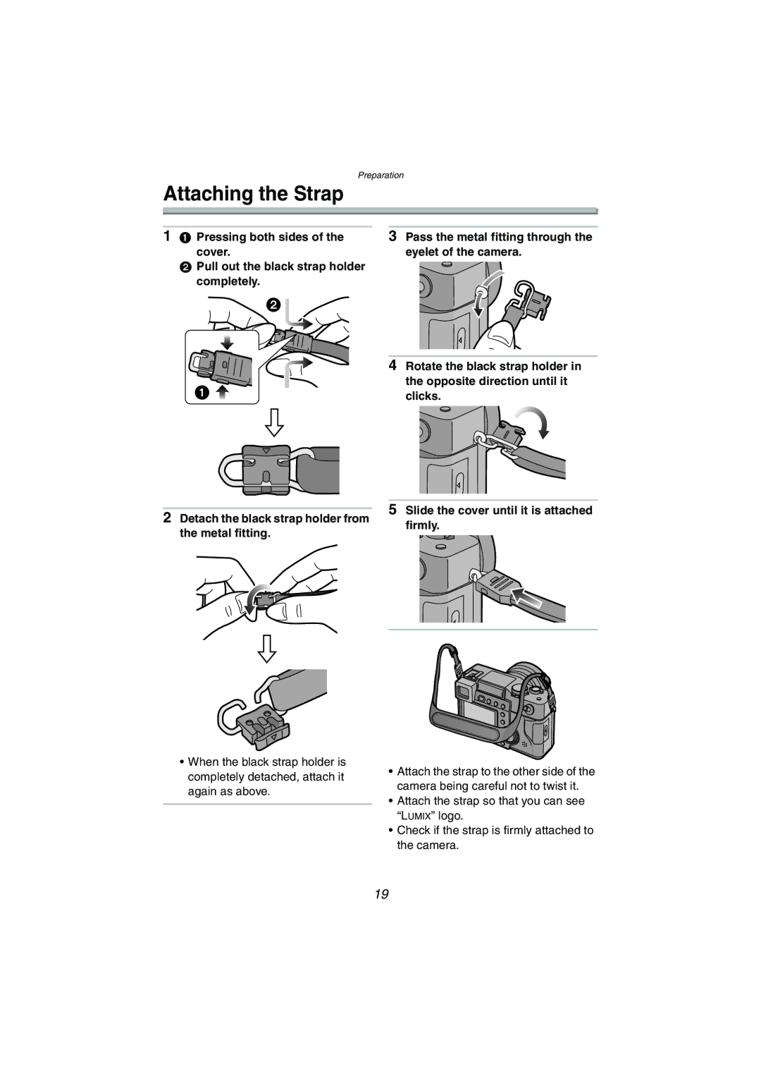 Panasonic DMC-LC1GN operating instructions Attaching the Strap 