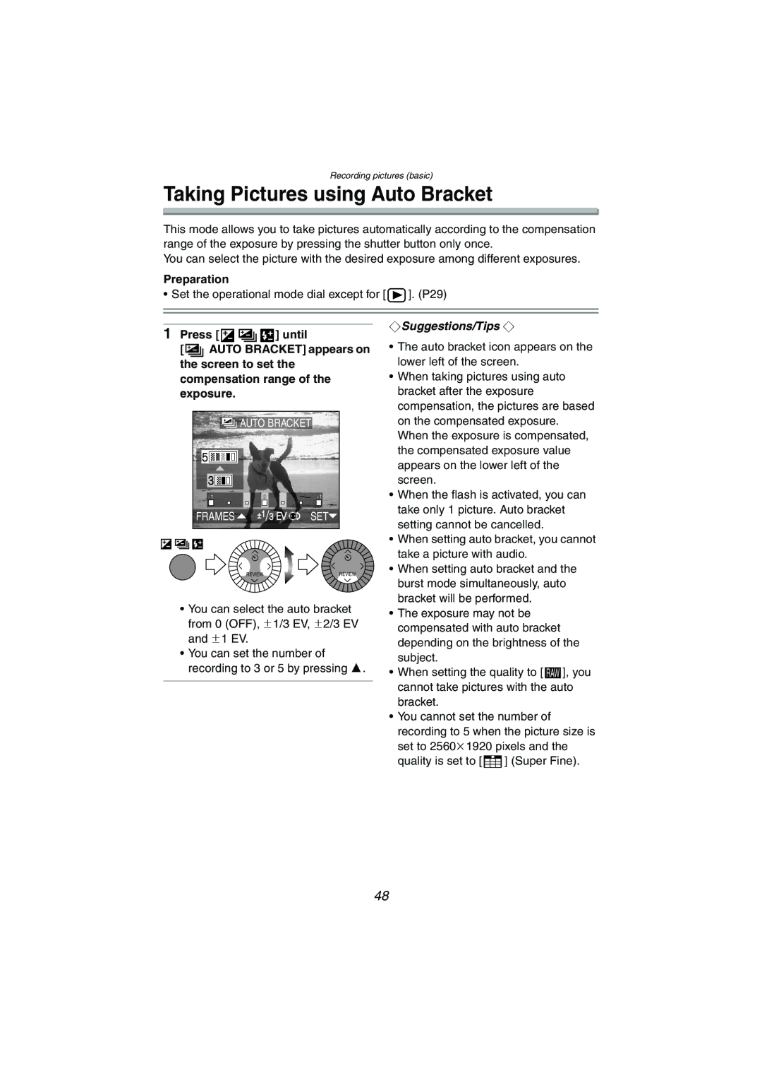 Panasonic DMC-LC1GN operating instructions Taking Pictures using Auto Bracket 