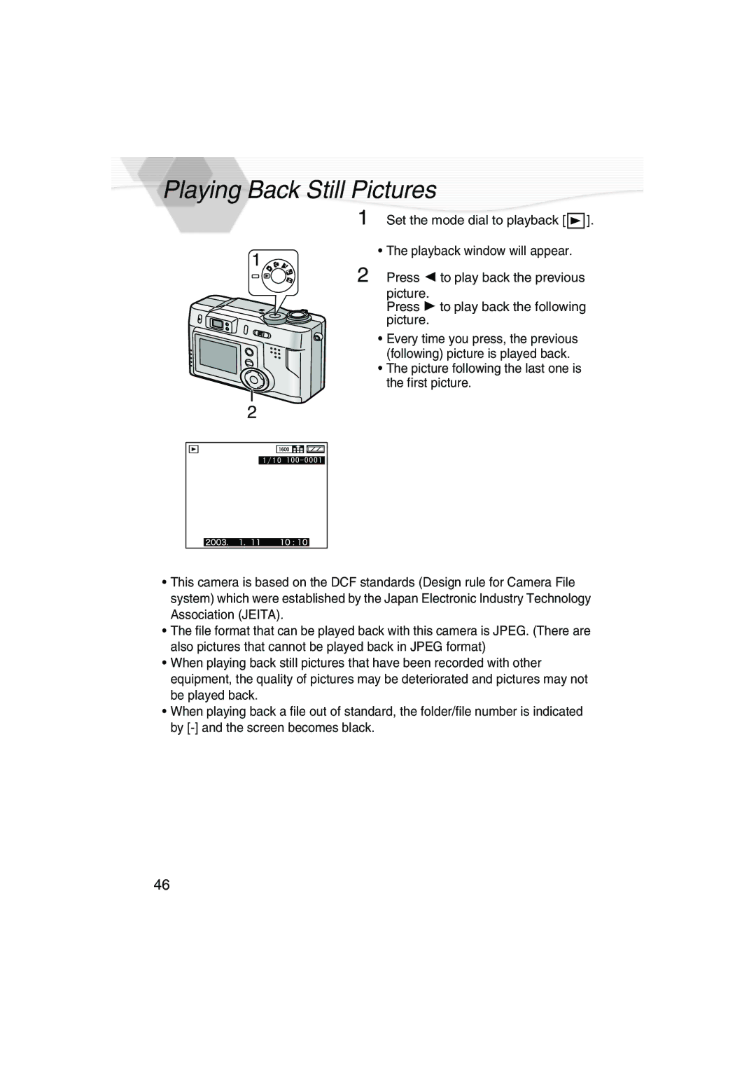 Panasonic DMC-LC20PP operating instructions Playing Back Still Pictures 