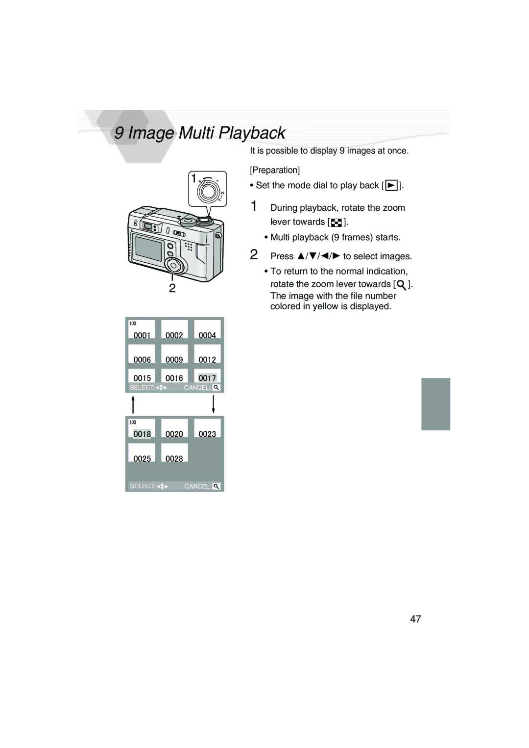 Panasonic DMC-LC20PP operating instructions Image Multi Playback, Colored in yellow is displayed 