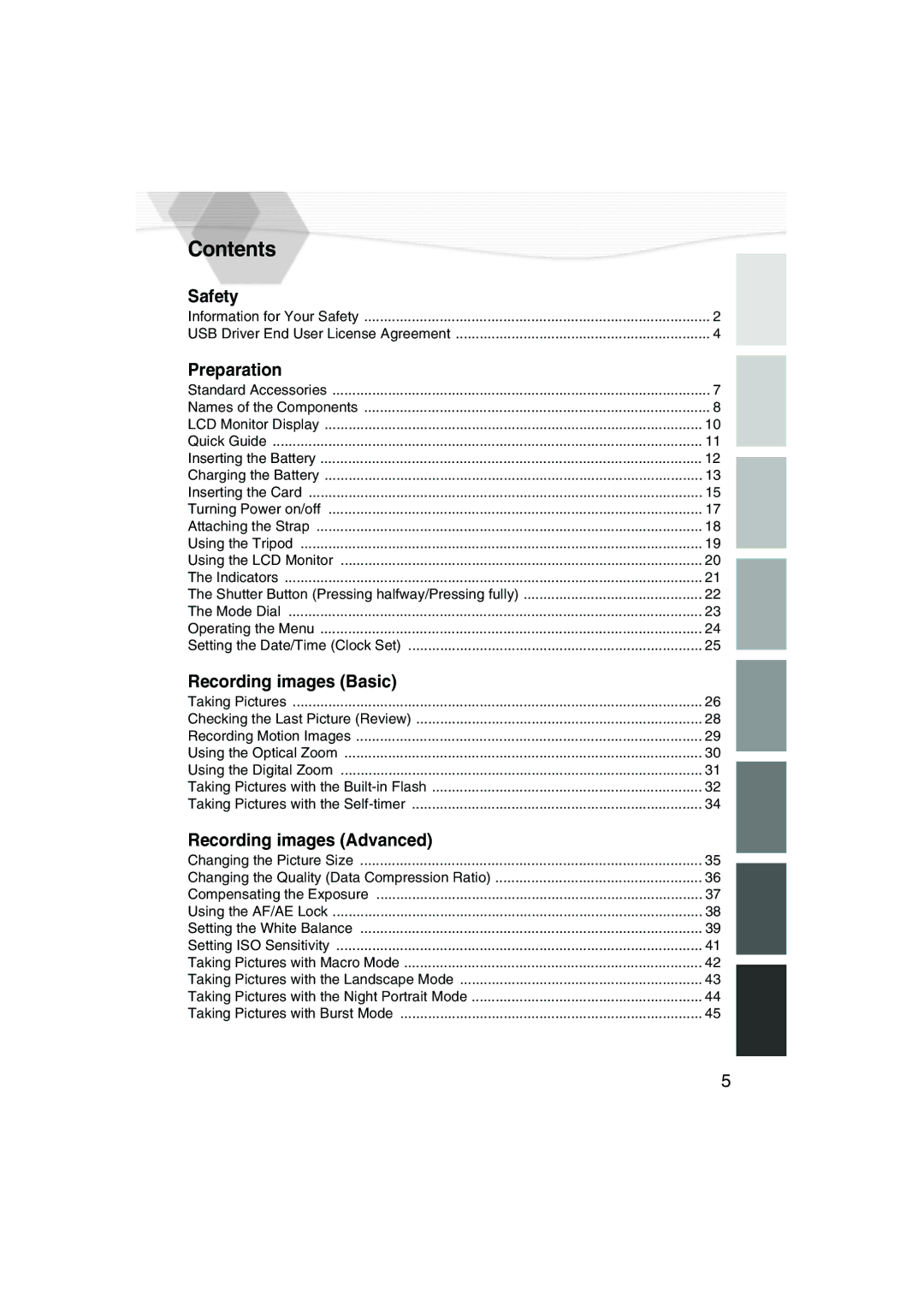 Panasonic DMC-LC20PP operating instructions Contents 