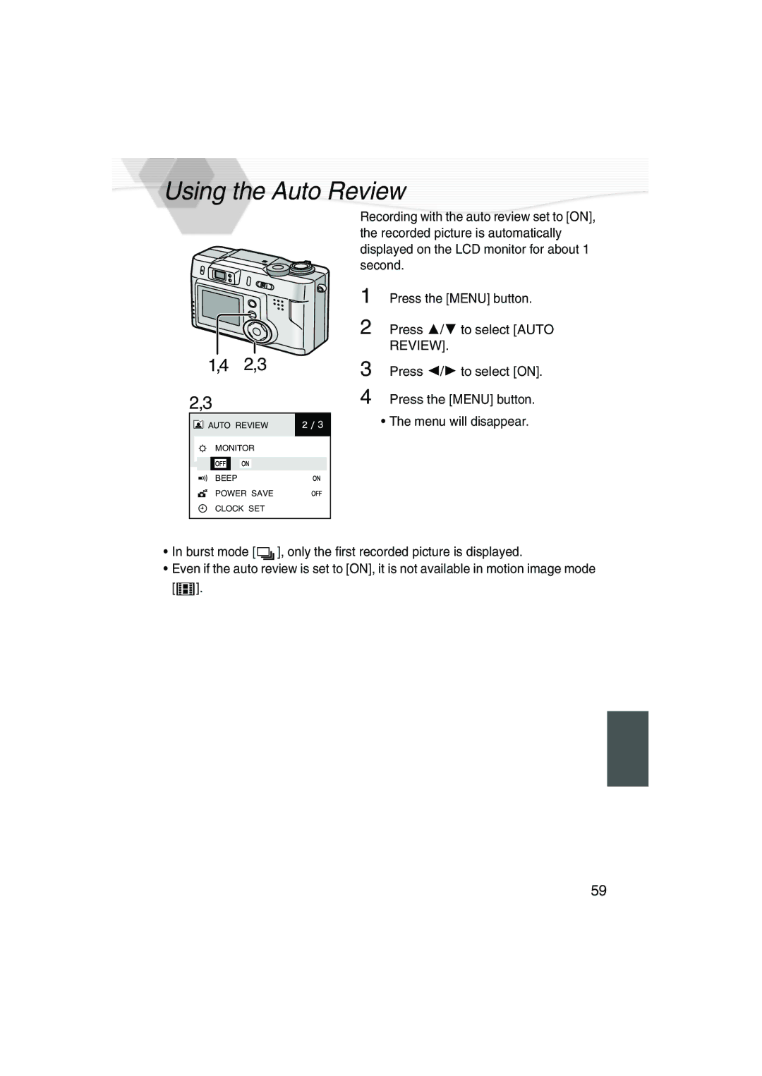 Panasonic DMC-LC20PP operating instructions Using the Auto Review 