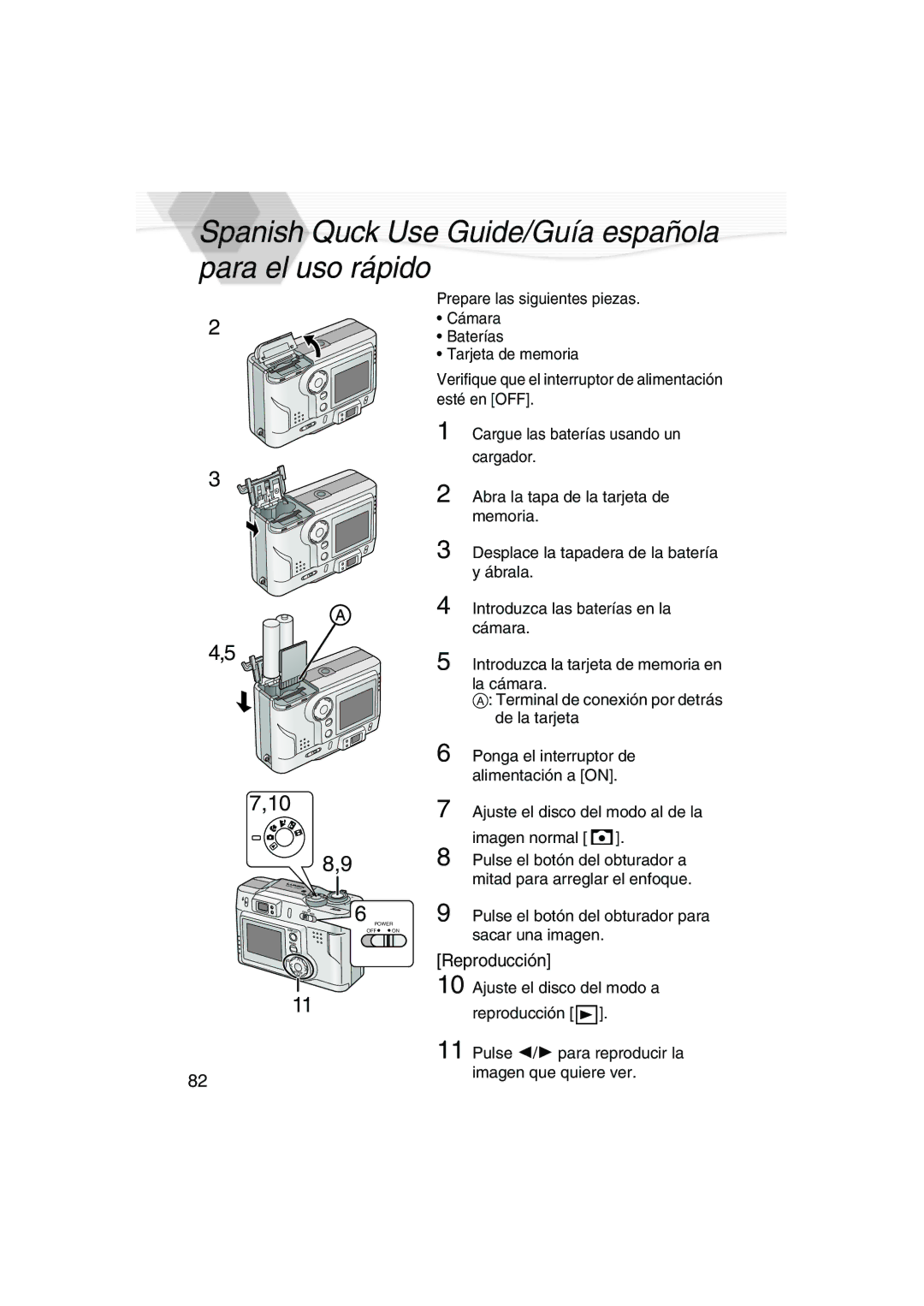 Panasonic DMC-LC20PP operating instructions Spanish Quck Use Guide/Guía española para el uso rápido, Reproducción 