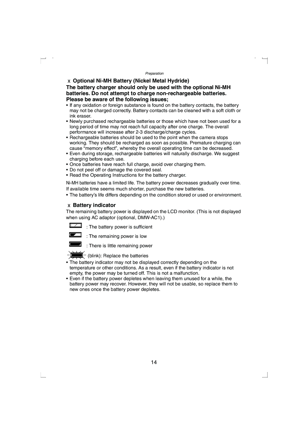 Panasonic DMC-LC33PP operating instructions Battery indicator 