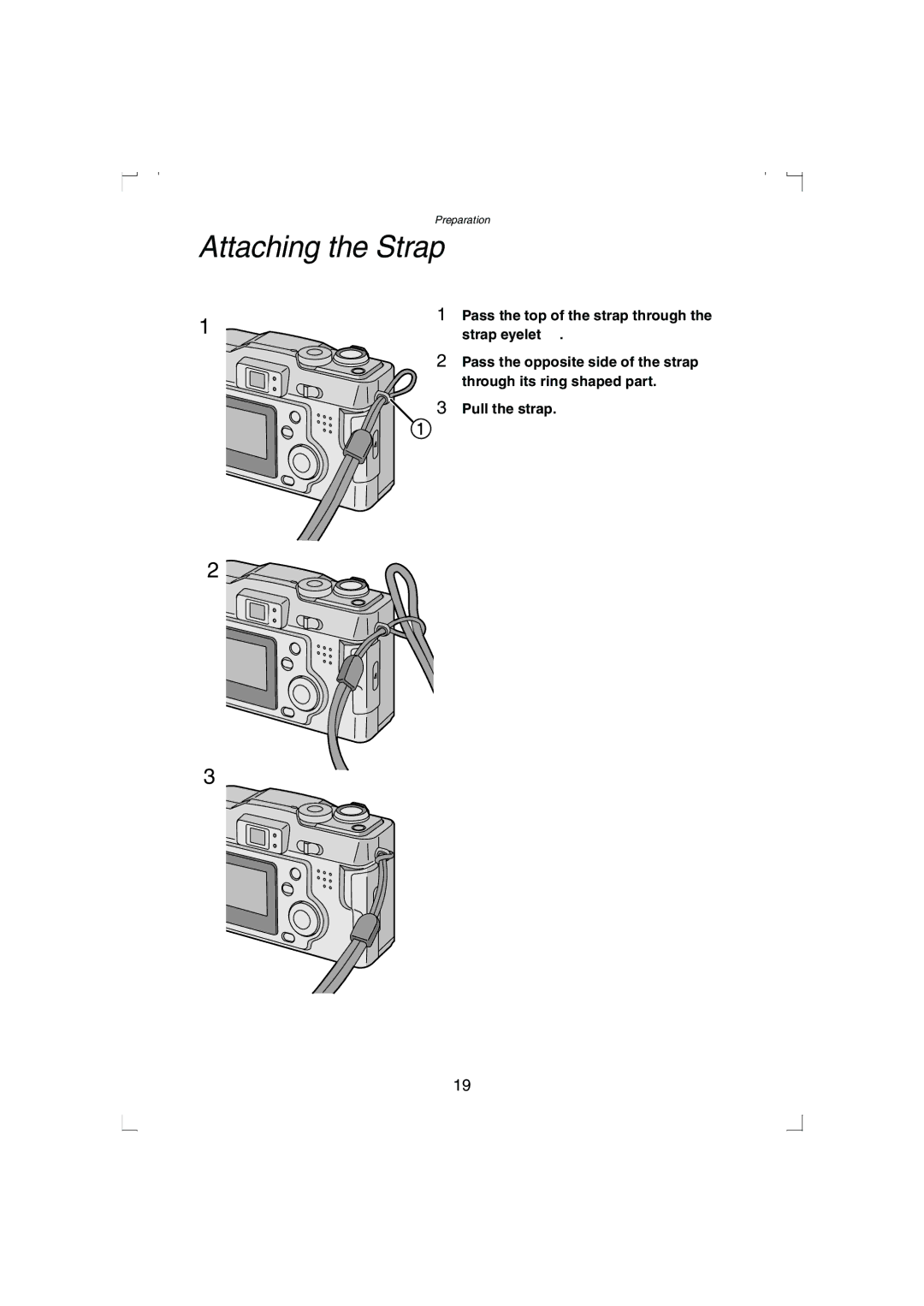 Panasonic DMC-LC33PP operating instructions Attaching the Strap, Strap eyelet, Pull the strap 