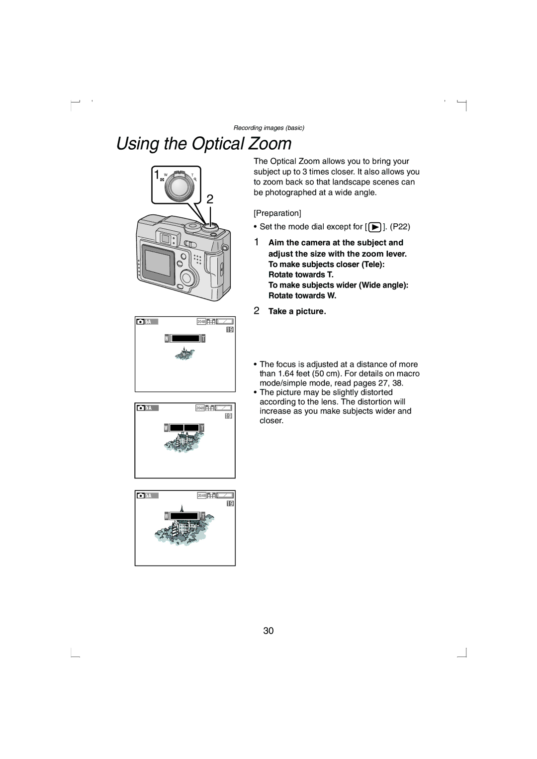 Panasonic DMC-LC33PP operating instructions Using the Optical Zoom 