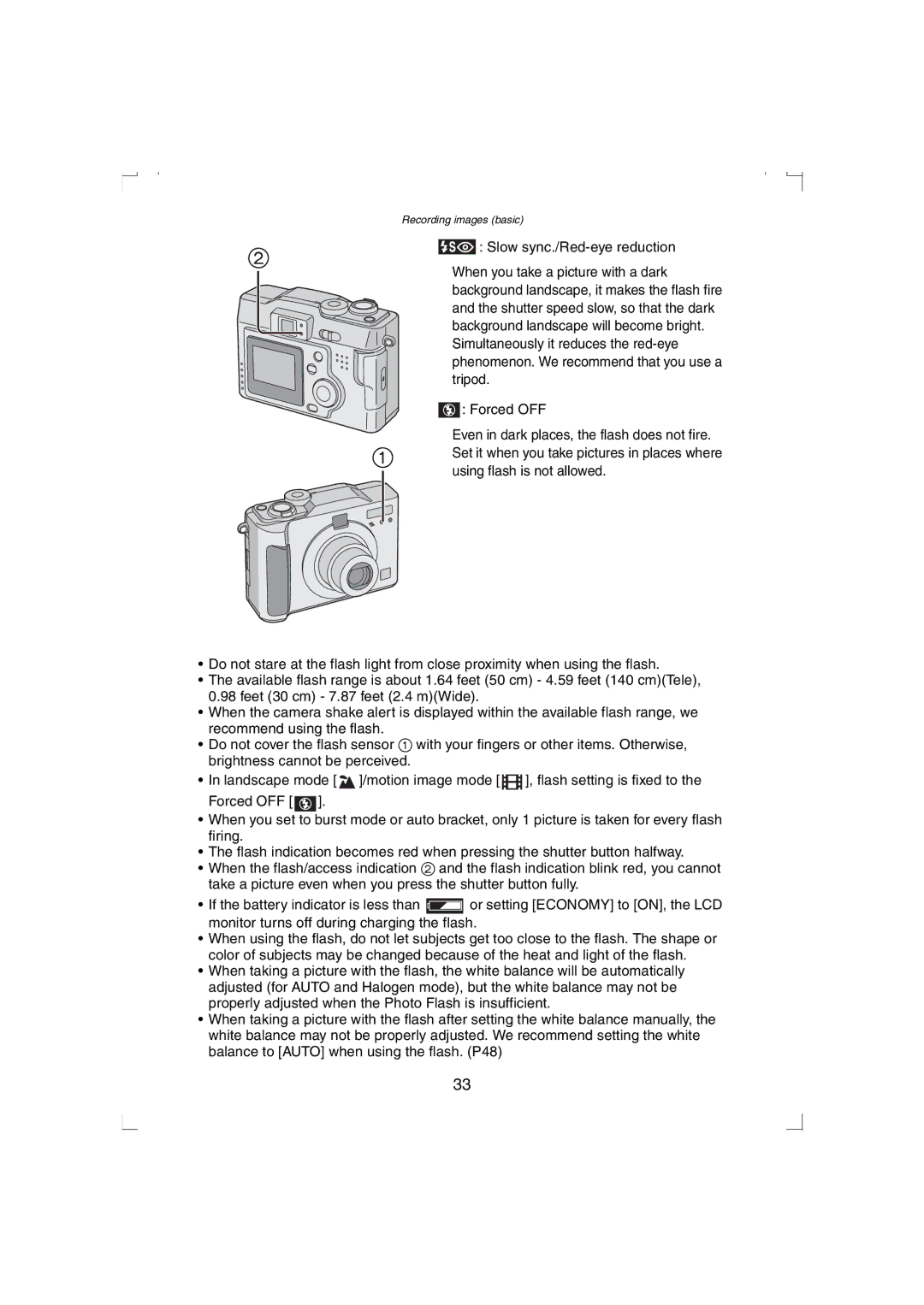 Panasonic DMC-LC33PP operating instructions Recording images basic 