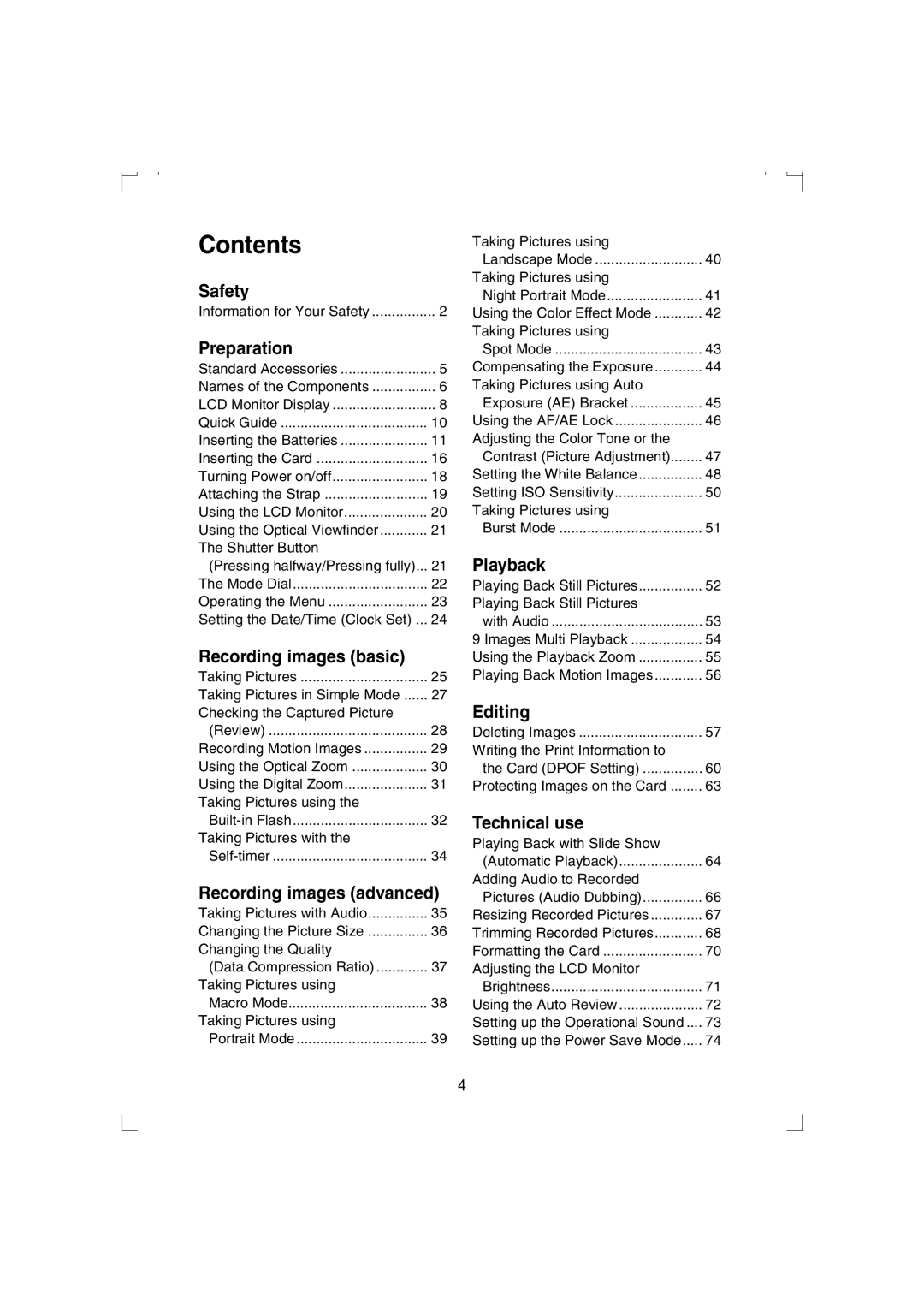 Panasonic DMC-LC33PP operating instructions Contents 