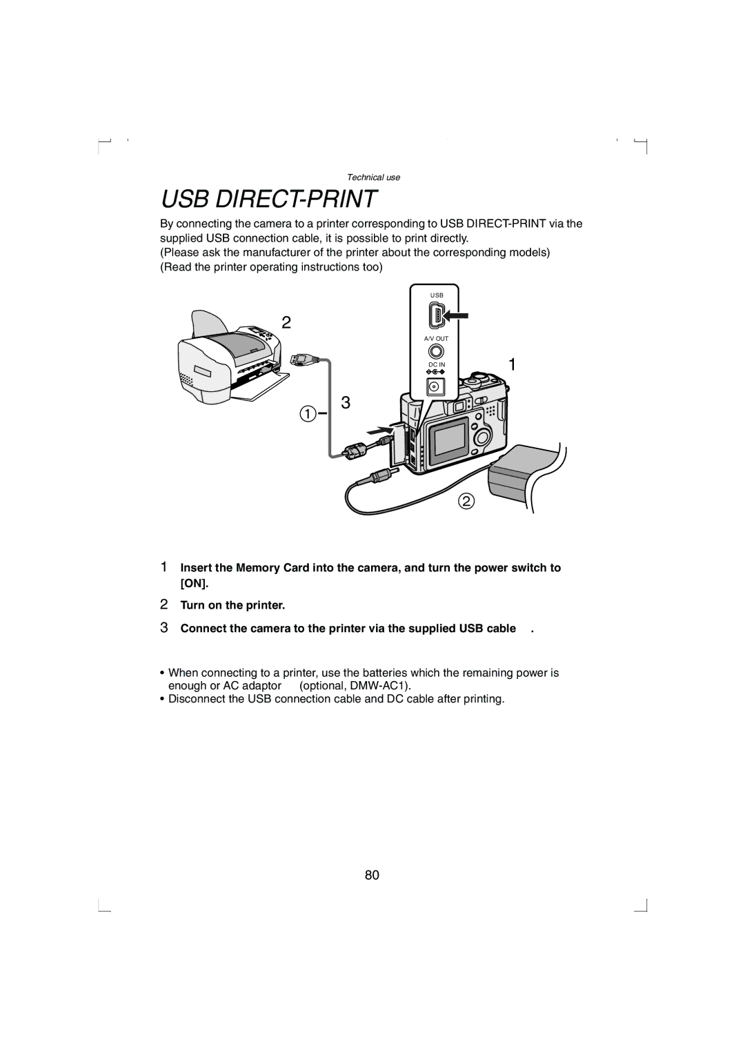 Panasonic DMC-LC33PP operating instructions Usb Direct-Print 