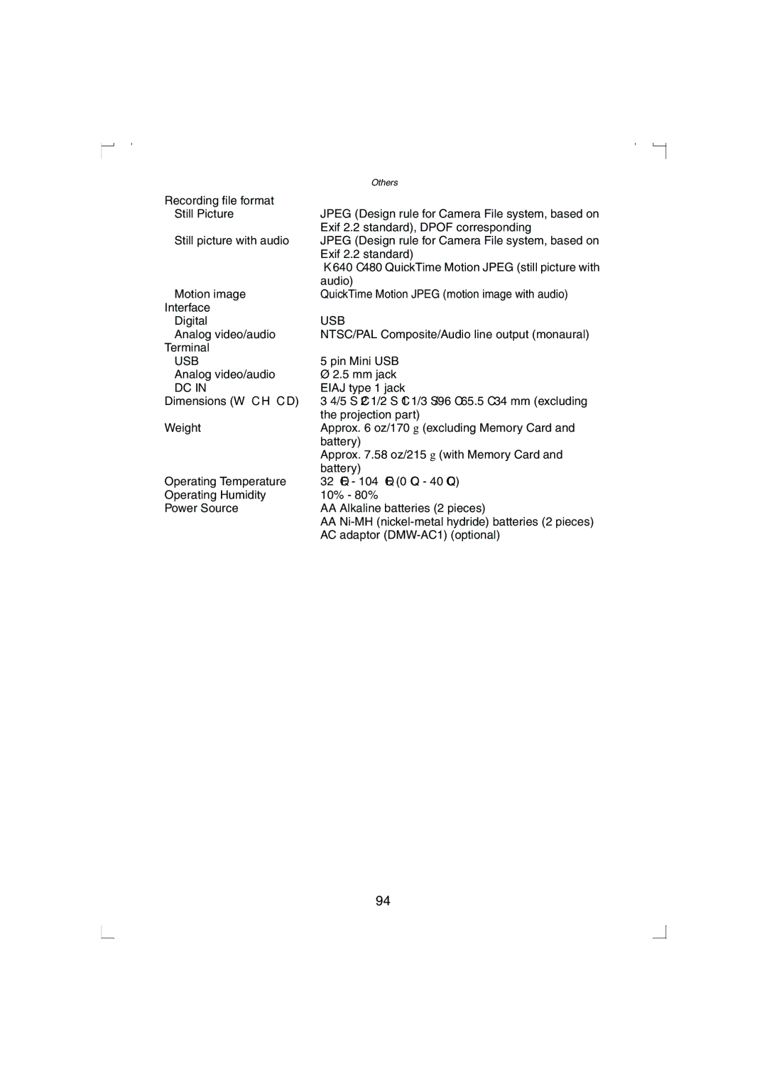 Panasonic DMC-LC33PP operating instructions Usb 