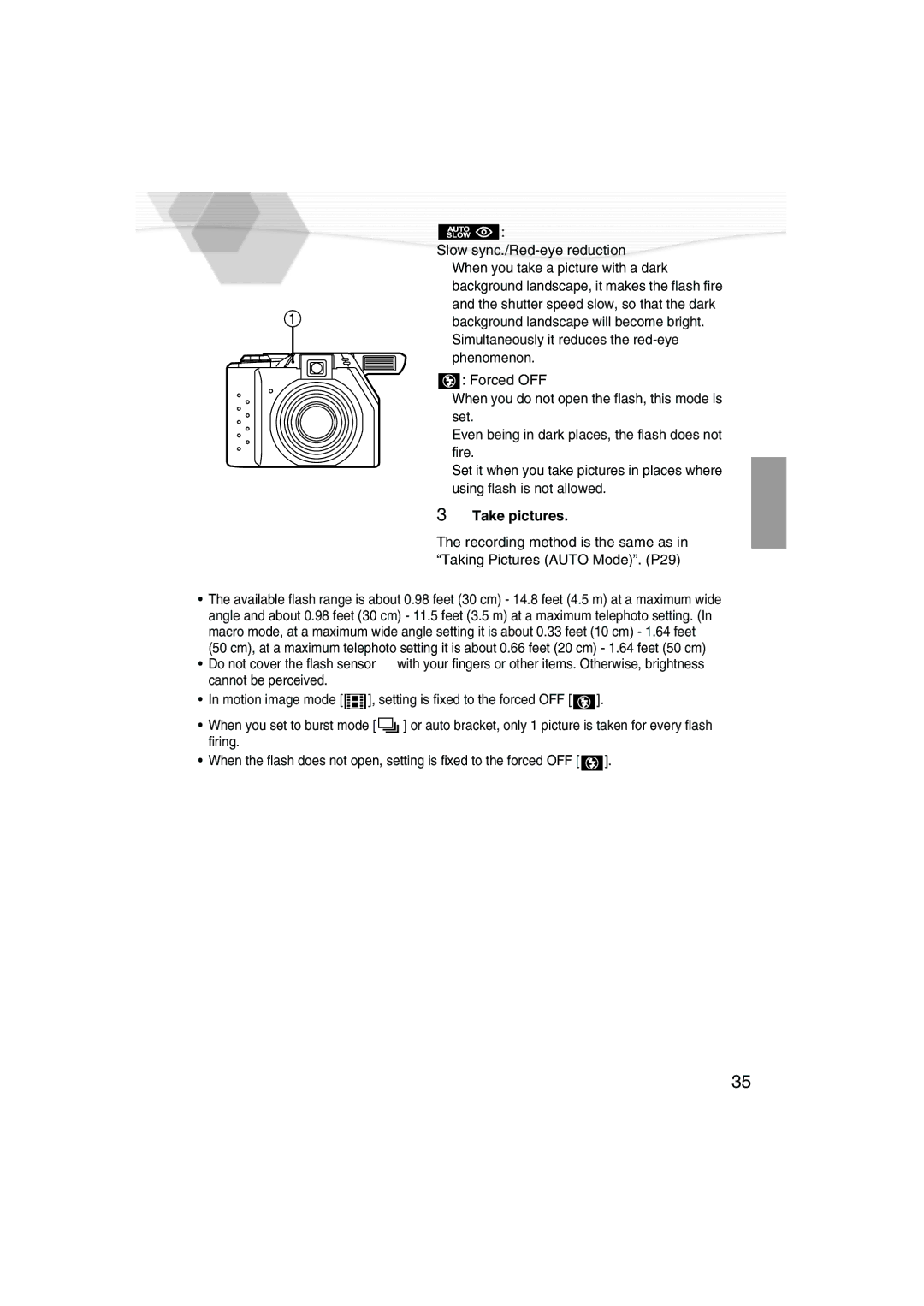 Panasonic DMC-LC40PP operating instructions Take pictures 