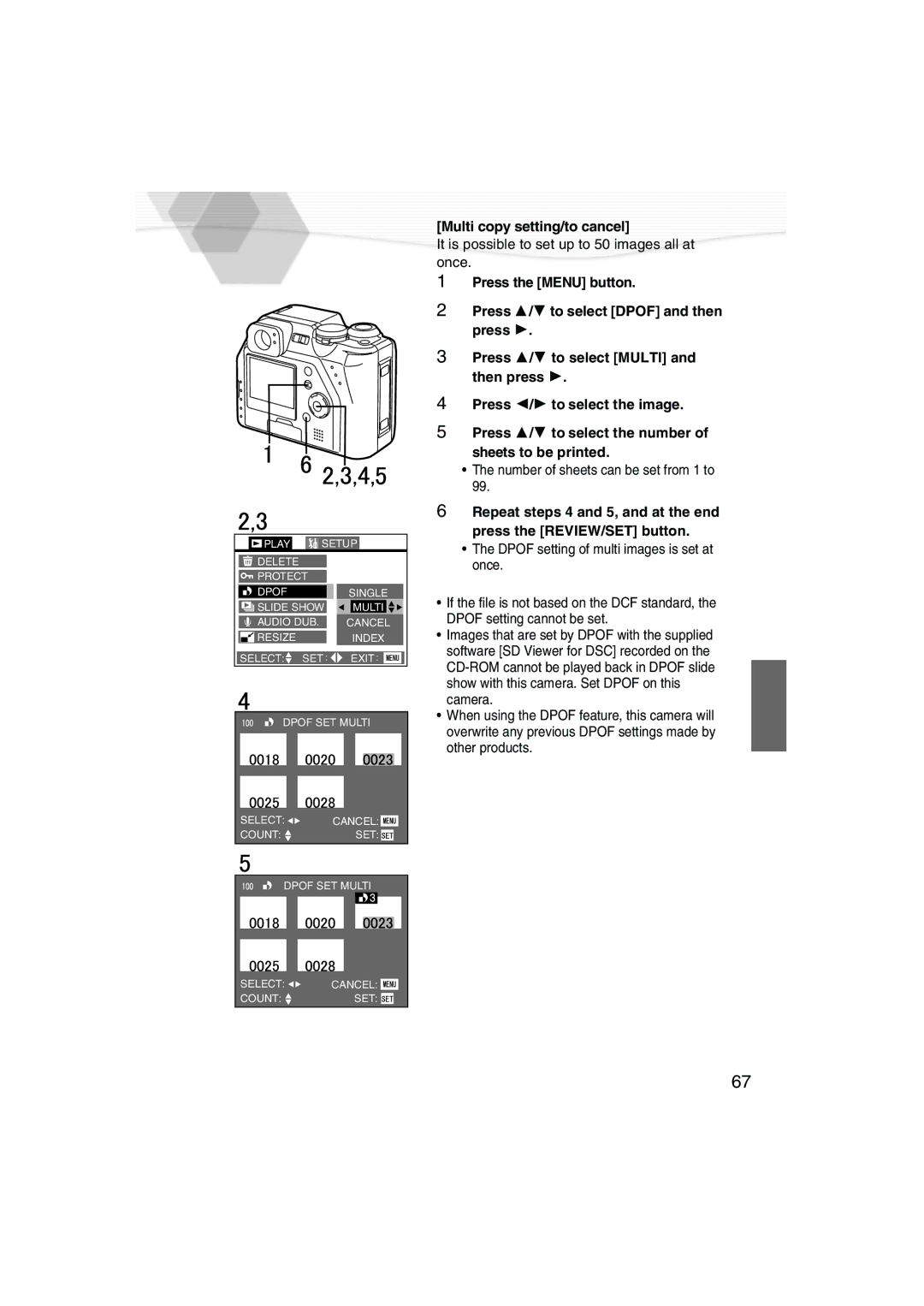 Panasonic DMC-LC40PP operating instructions Multi copy setting/to cancel 