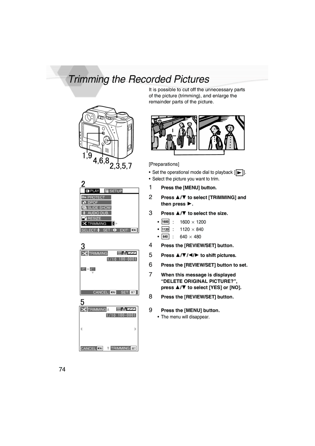 Panasonic DMC-LC40PP operating instructions Trimming the Recorded Pictures 