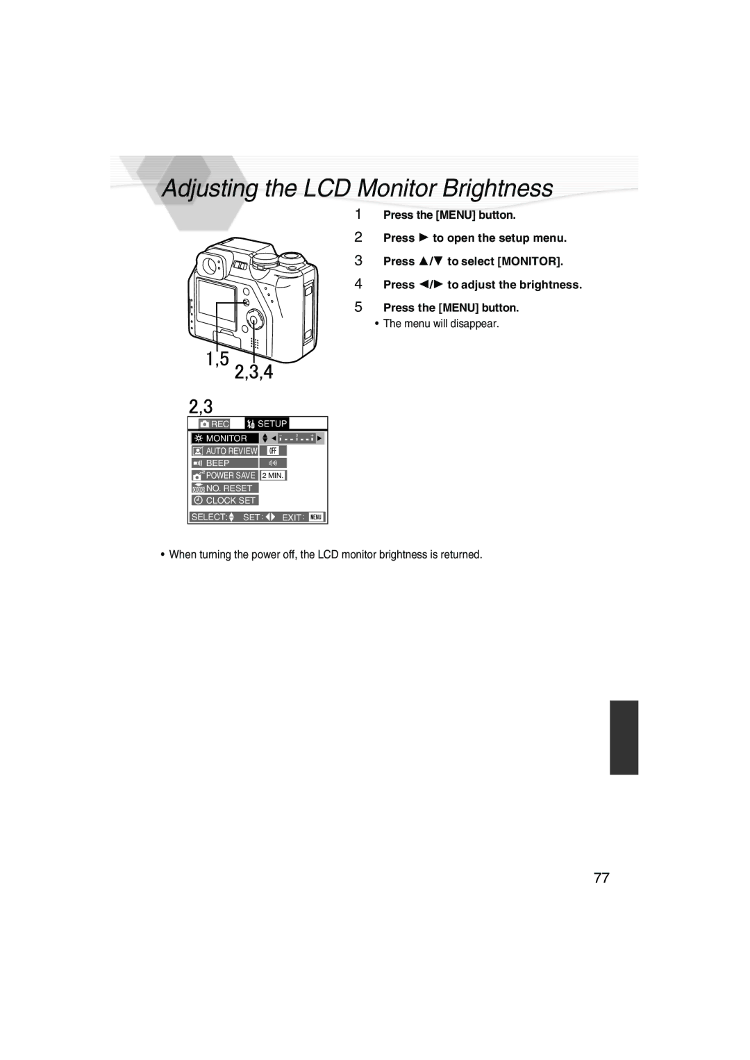 Panasonic DMC-LC40PP operating instructions Adjusting the LCD Monitor Brightness 