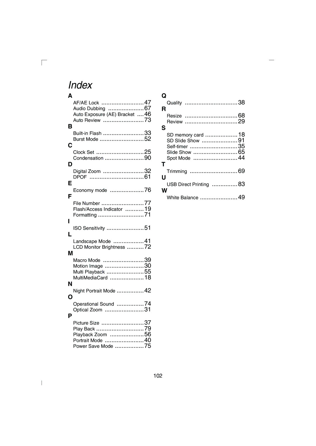 Panasonic DMC-LC43PP operating instructions Index, Dpof 