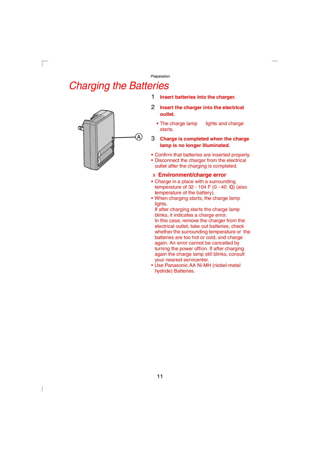 Panasonic DMC-LC43PP operating instructions Charging the Batteries 