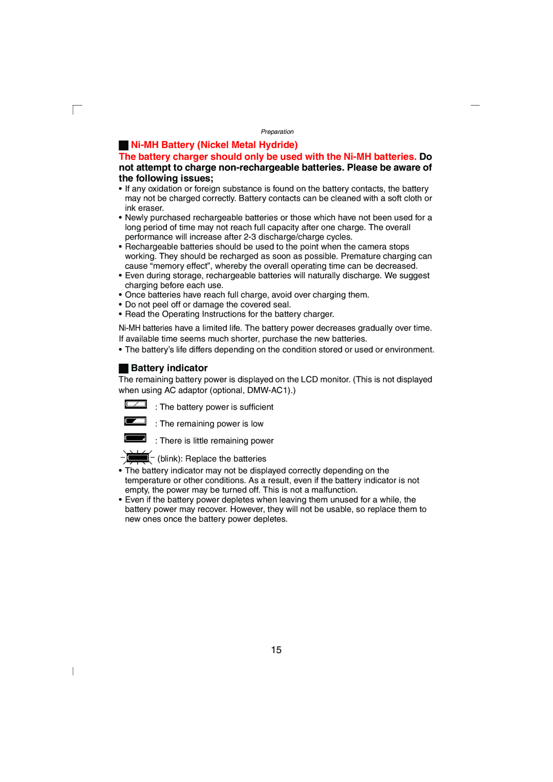 Panasonic DMC-LC43PP operating instructions Battery indicator 