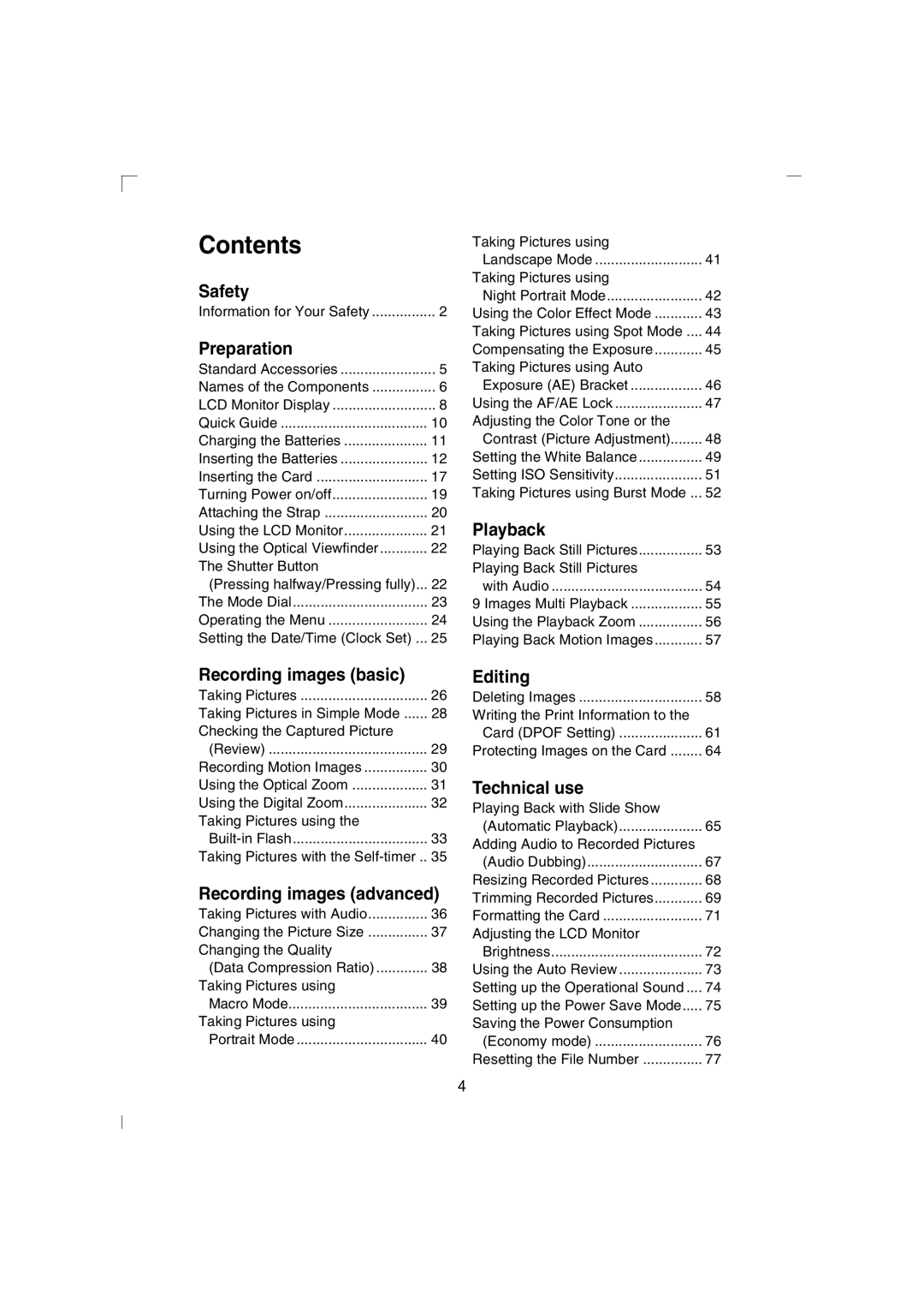 Panasonic DMC-LC43PP operating instructions Contents 