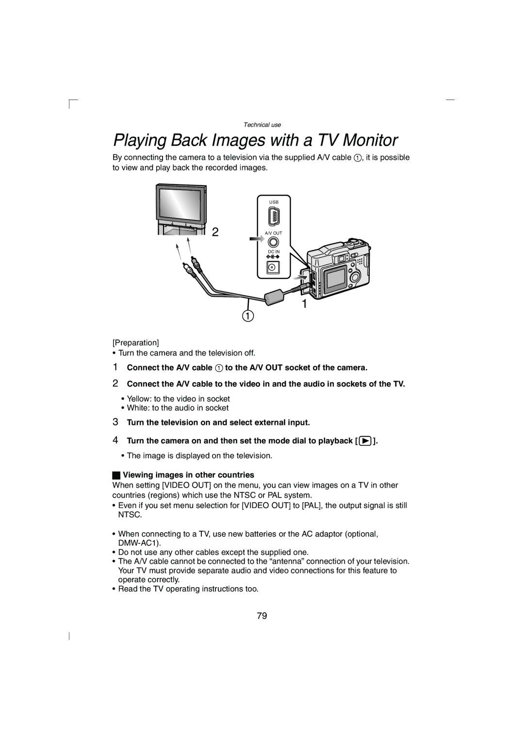 Panasonic DMC-LC43PP operating instructions Playing Back Images with a TV Monitor, Viewing images in other countries 