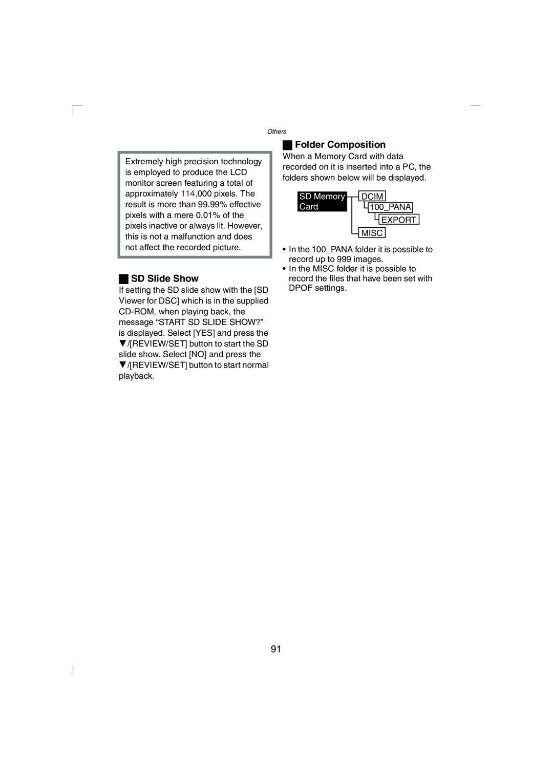 Panasonic DMC-LC43PP operating instructions SD Slide Show, Folder Composition 