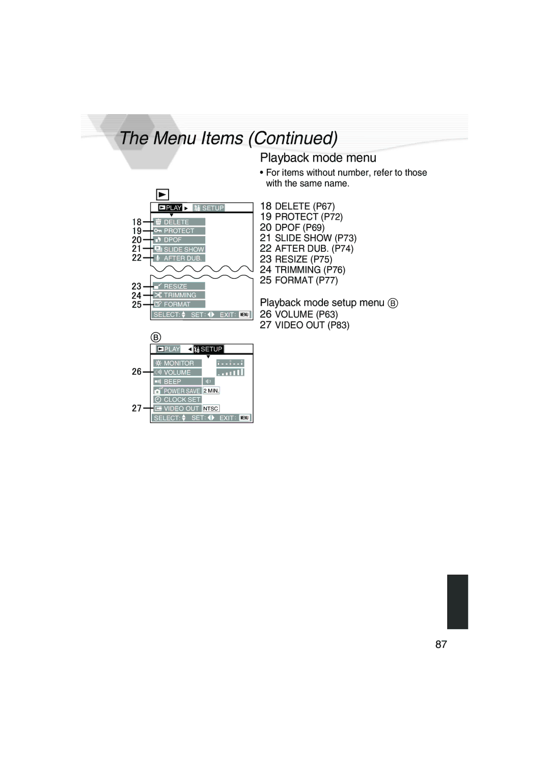 Panasonic DMC-LC5PP operating instructions Playback mode menu 