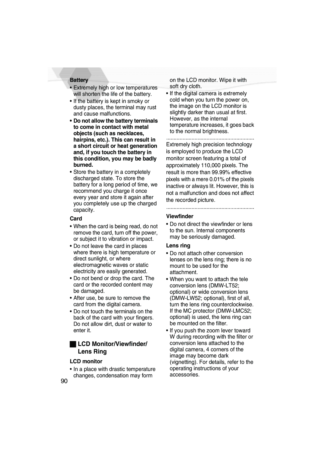 Panasonic DMC-LC5PP operating instructions Battery 