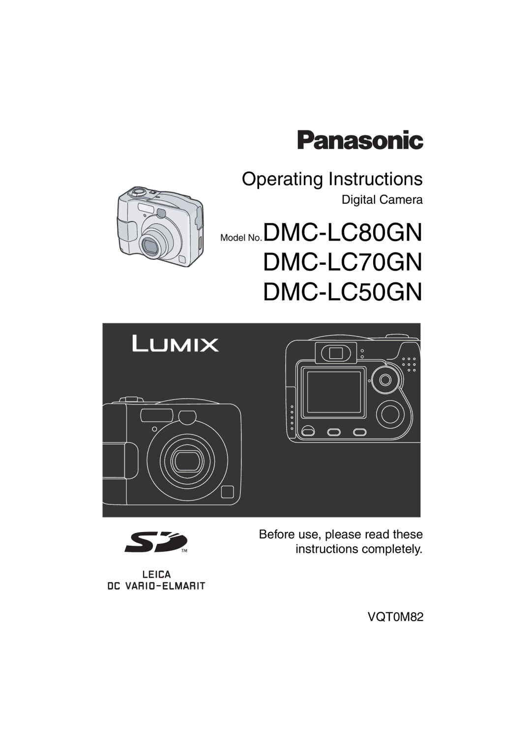 Panasonic operating instructions Model No.DMC-LC80GN DMC-LC70GN DMC-LC50GN 