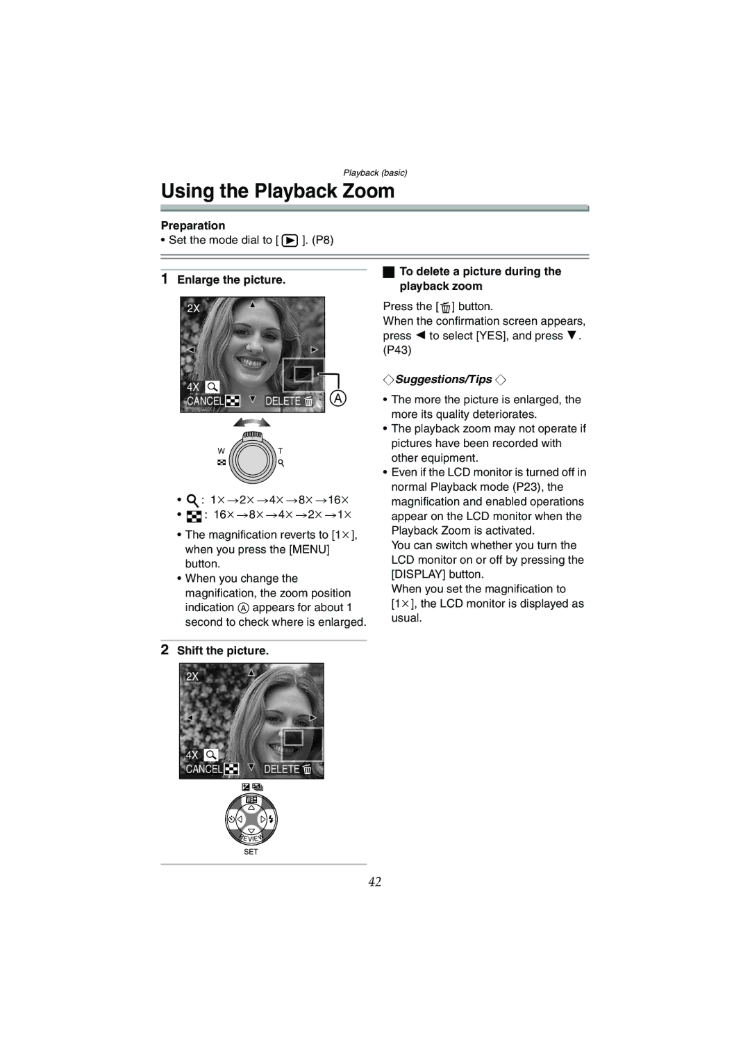 Panasonic DMC-LC80GN, DMC-LC50GN, DMC-LC70GN operating instructions Using the Playback Zoom, Enlarge the picture 