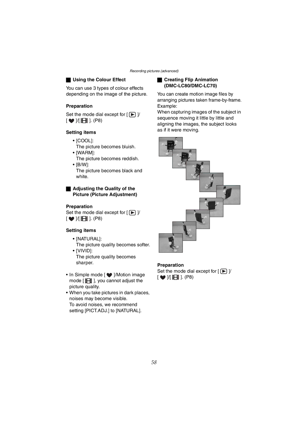 Panasonic DMC-LC50GN, DMC-LC80GN, DMC-LC70GN operating instructions Using the Colour Effect, Natural 