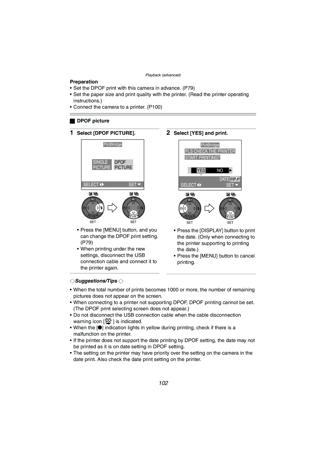 Panasonic DMC-LC80PP, DMC-LC50PP, DMC-LC70PP operating instructions Dpof picture, Select Dpof Picture Select YES and print 