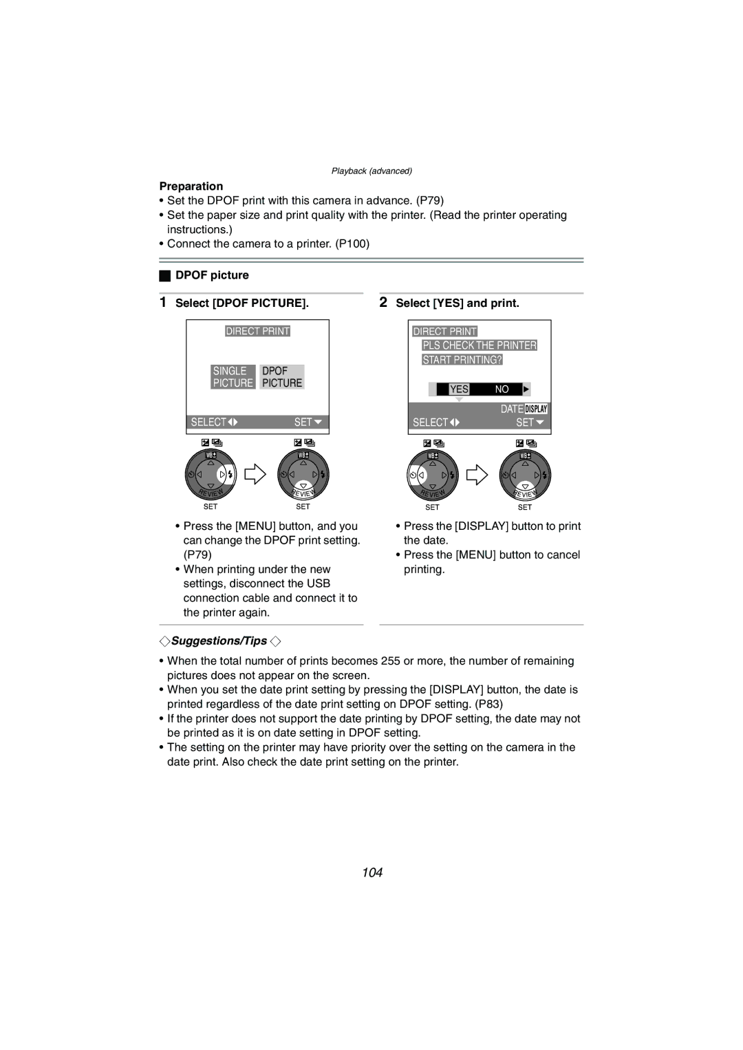 Panasonic DMC-LC70PP, DMC-LC80PP, DMC-LC50PP operating instructions Dpof picture Select Dpof Picture 