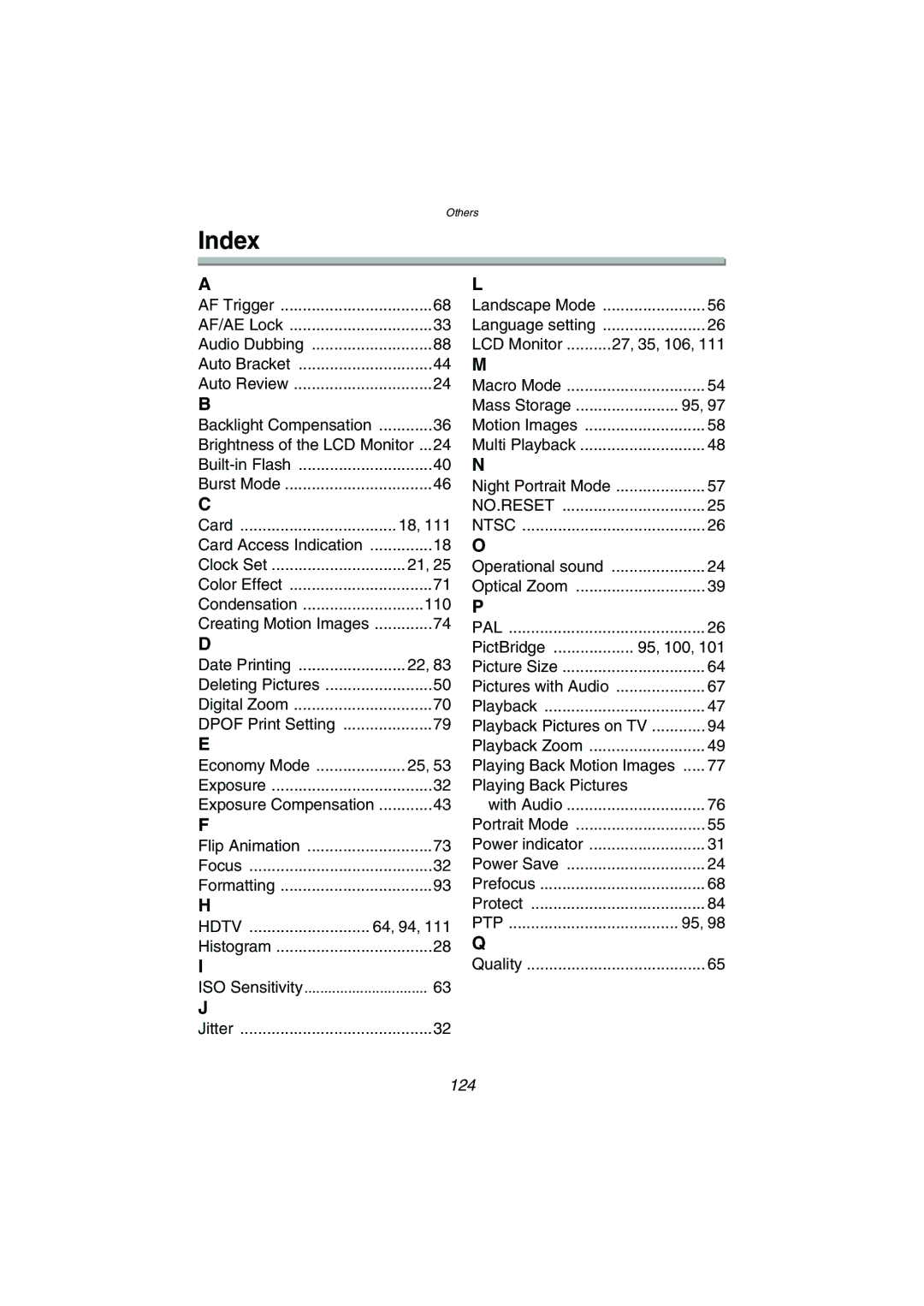 Panasonic DMC-LC50PP, DMC-LC80PP, DMC-LC70PP operating instructions Index, Ntsc, Pal 