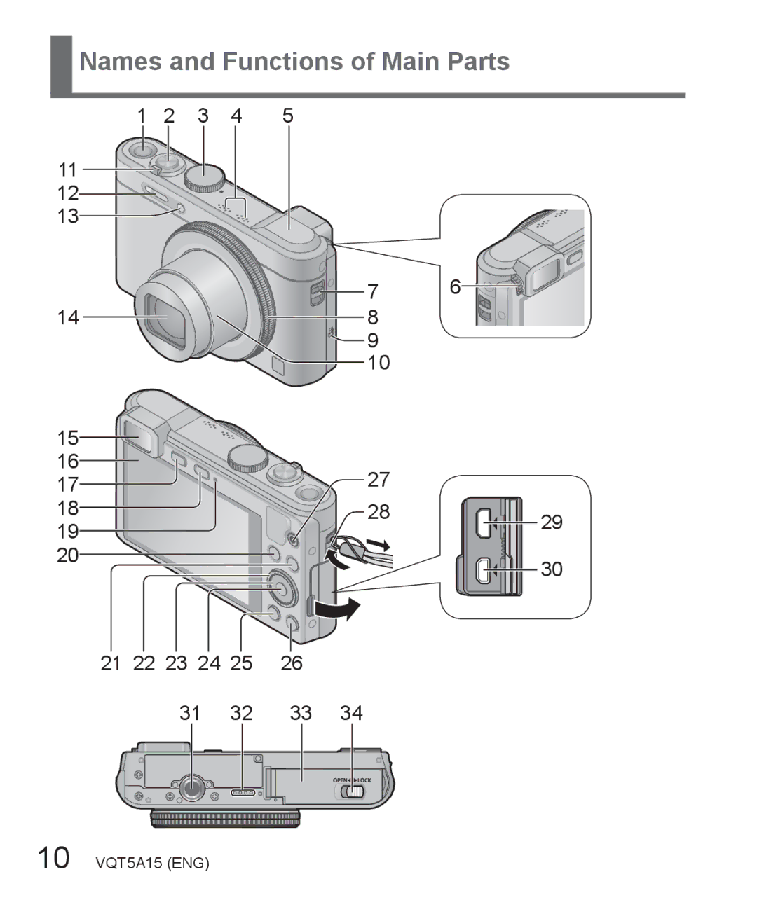 Panasonic DMC-LF1 owner manual Names and Functions of Main Parts, 21 22 23 24 