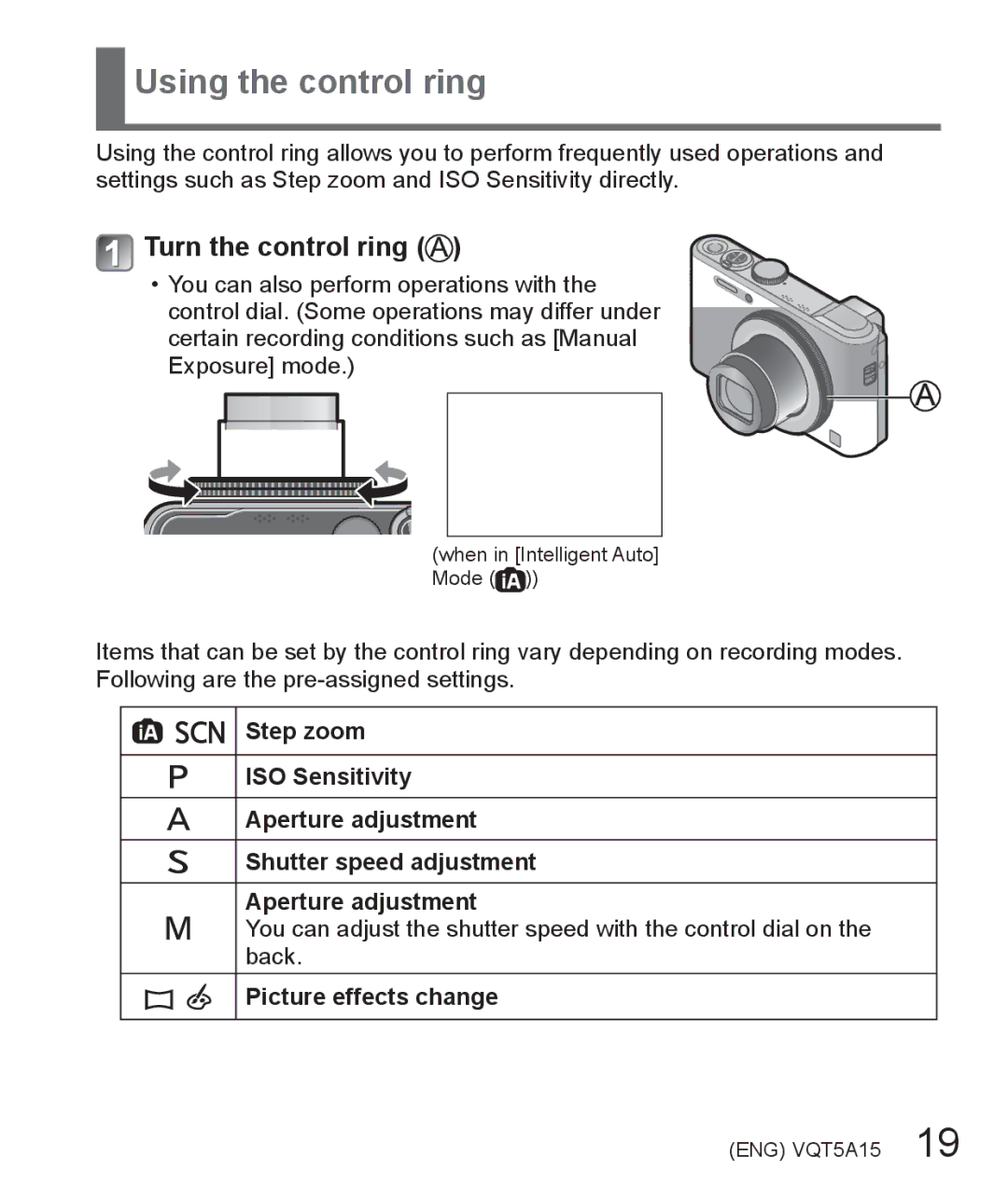 Panasonic DMC-LF1 owner manual Using the control ring, Turn the control ring, Picture effects change 