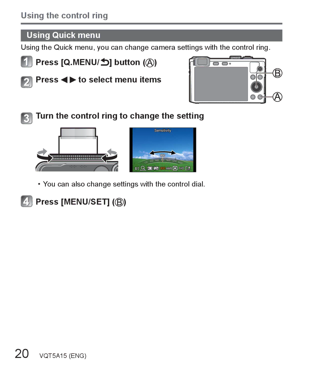 Panasonic DMC-LF1 owner manual Using Quick menu 