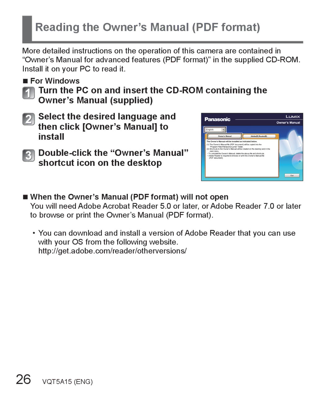 Panasonic DMC-LF1 owner manual Install, For Windows 