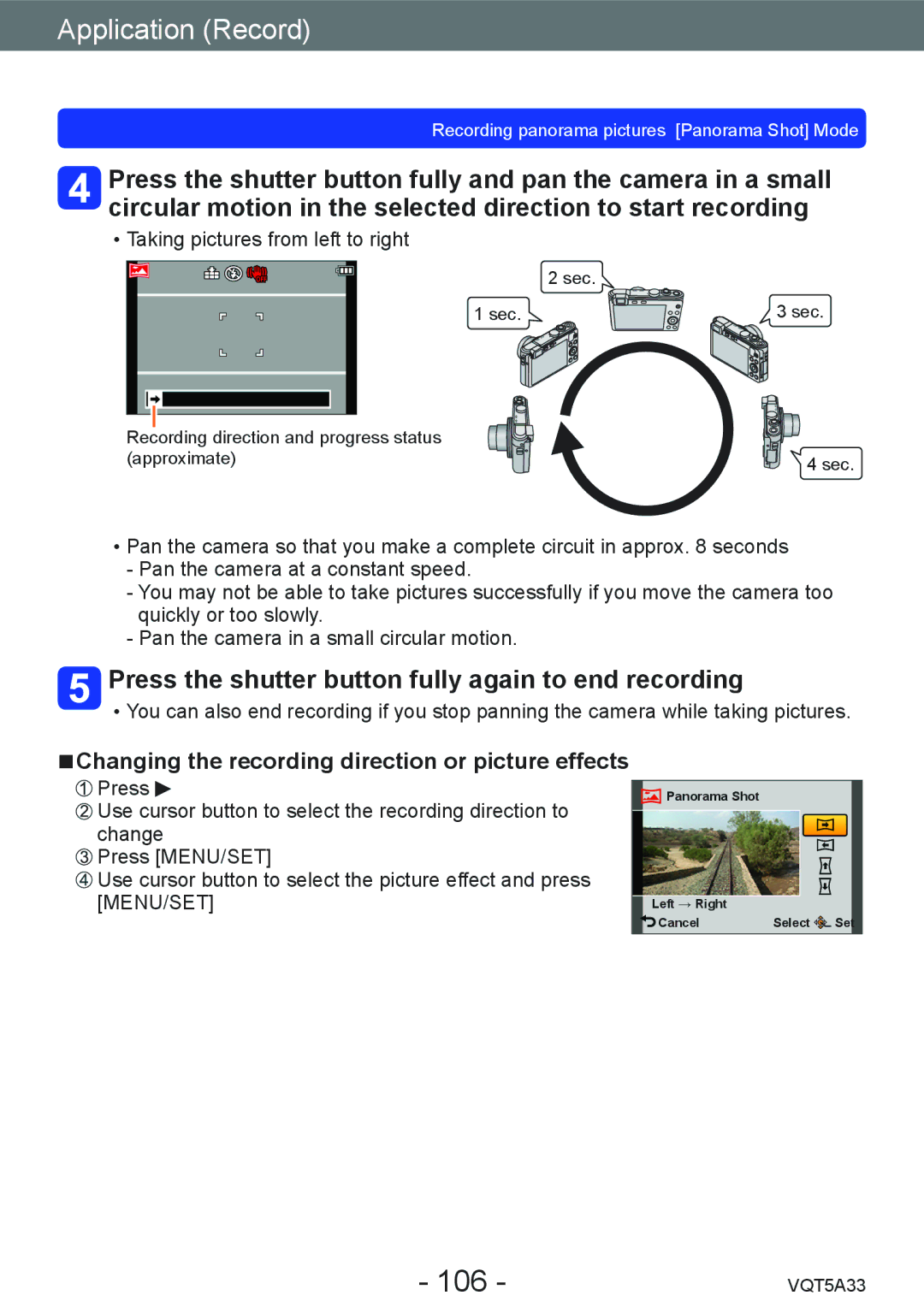 Panasonic DMC-LF1K, DMCLF1W owner manual 106, Press the shutter button fully again to end recording 