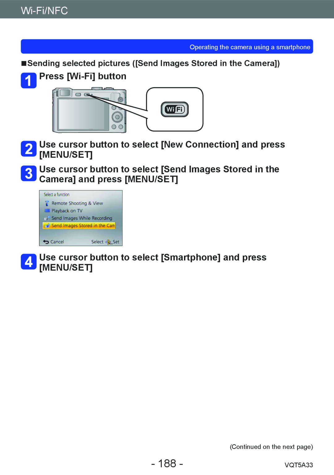 Panasonic DMC-LF1K, DMCLF1W owner manual 188, Sending selected pictures Send Images Stored in the Camera 