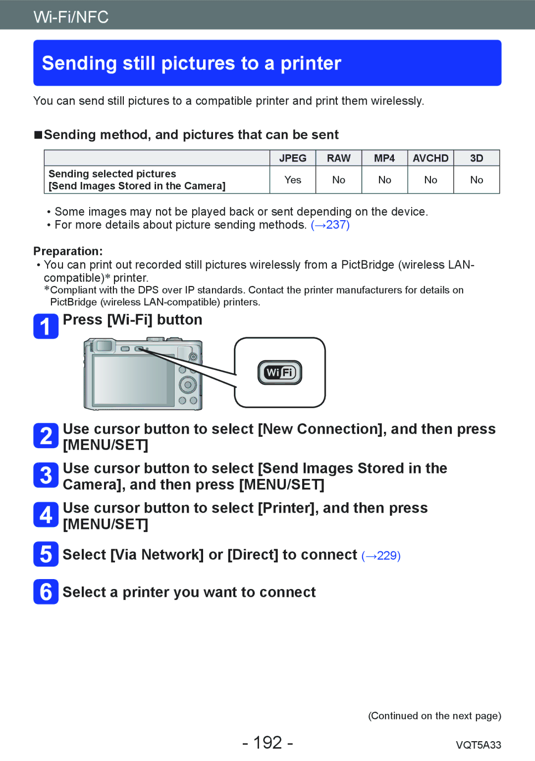 Panasonic DMC-LF1K, DMCLF1W owner manual Sending still pictures to a printer, 192 