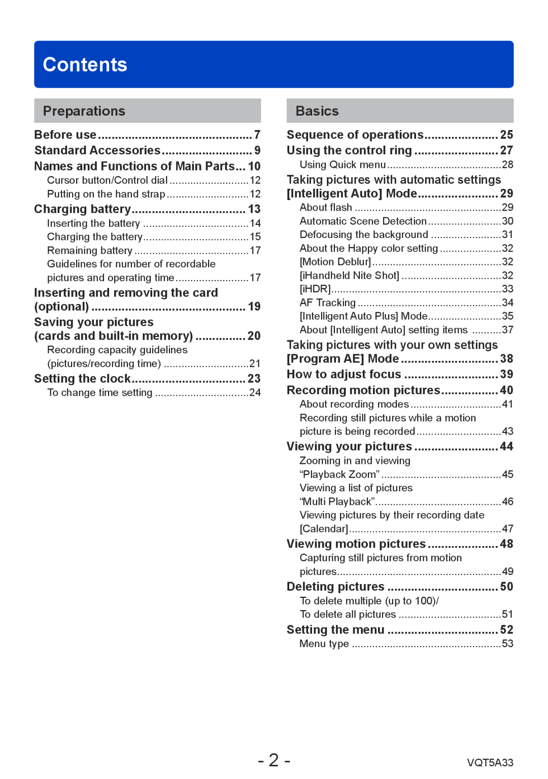 Panasonic DMC-LF1K, DMCLF1W owner manual Contents 