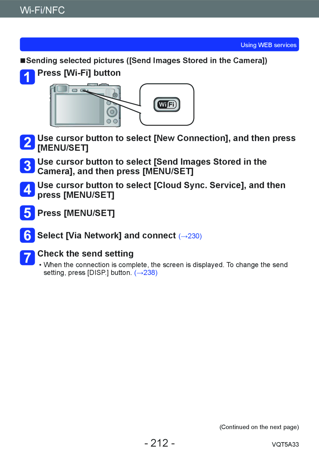 Panasonic DMC-LF1K, DMCLF1W owner manual 212, Sending selected pictures Send Images Stored in the Camera 