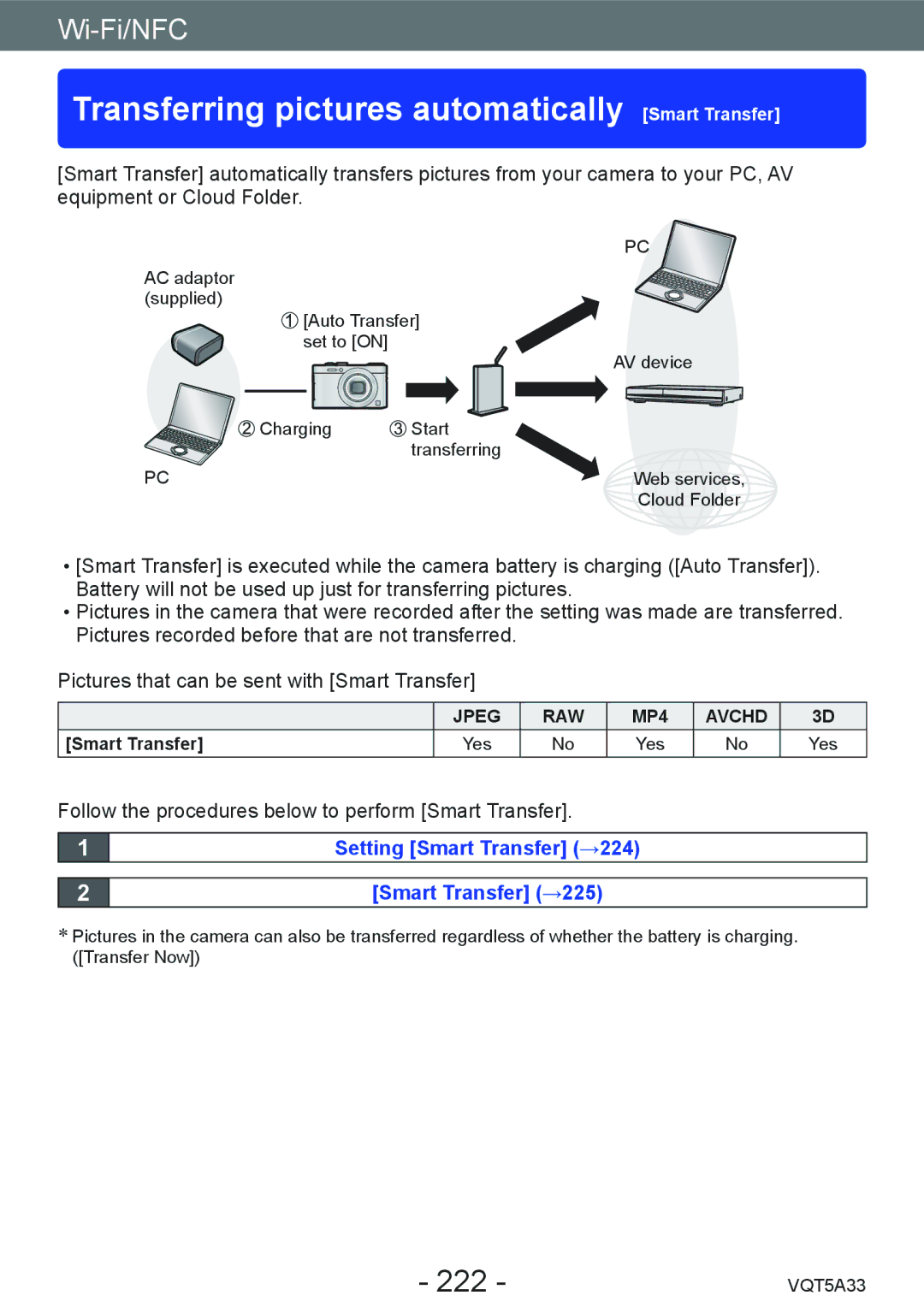 Panasonic DMC-LF1K, DMCLF1W owner manual Transferring pictures automatically Smart Transfer, 222 