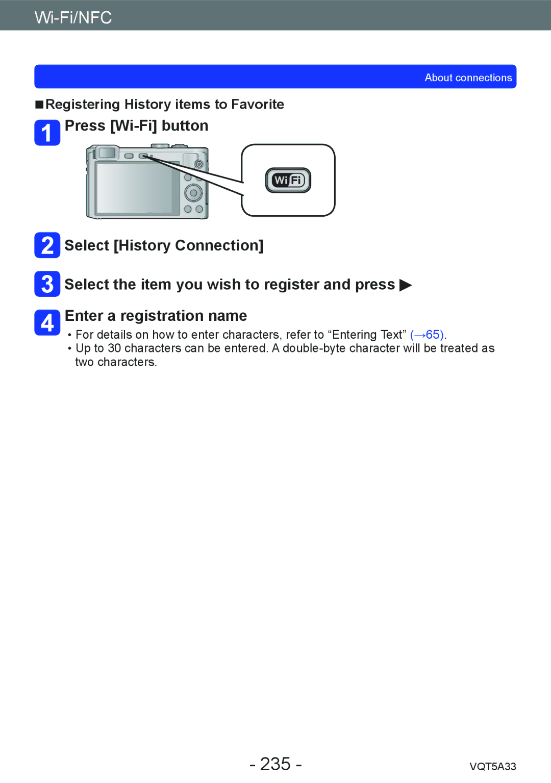 Panasonic DMCLF1W, DMC-LF1K owner manual 235, Registering History items to Favorite 