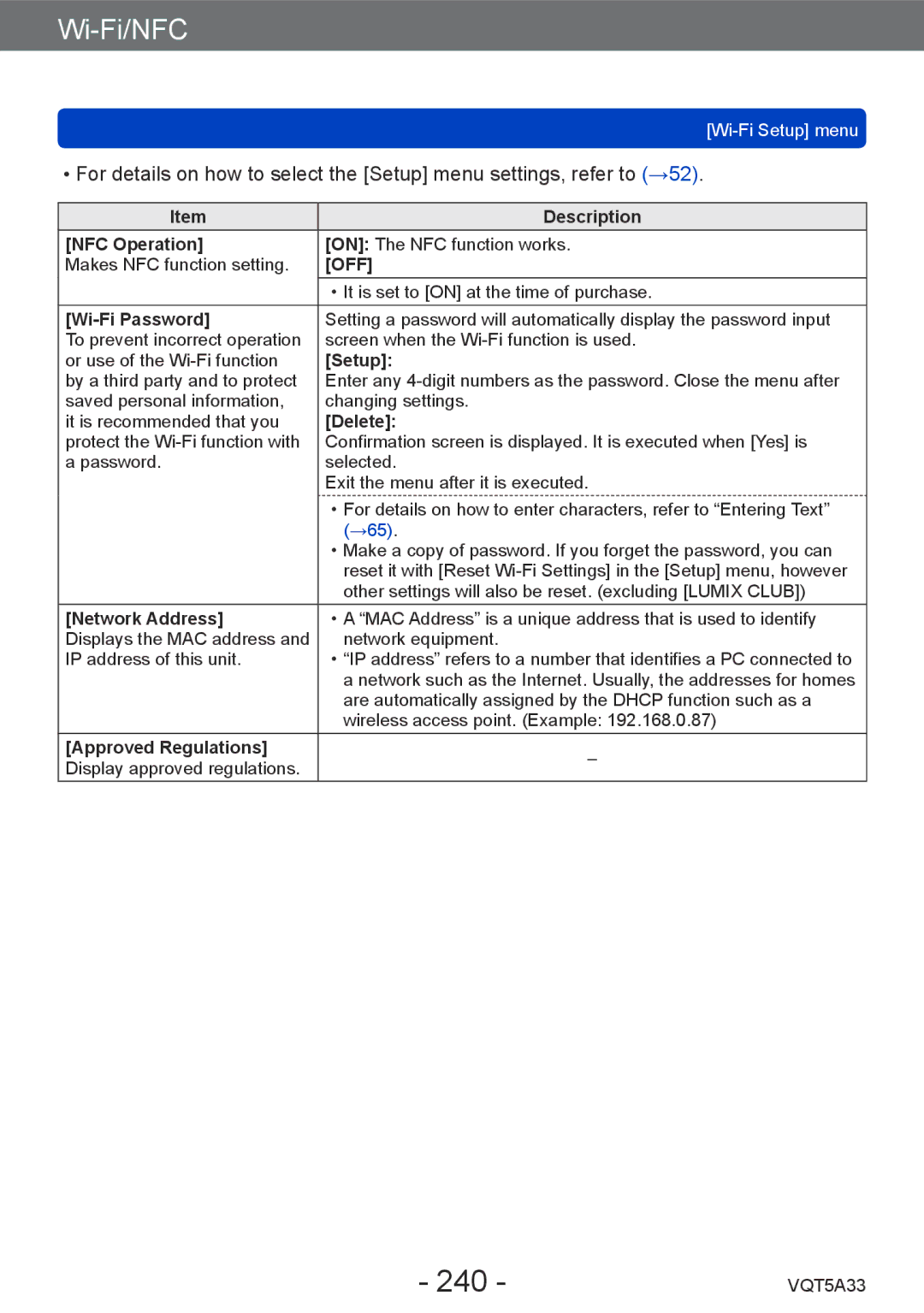 Panasonic DMC-LF1K, DMCLF1W owner manual 240 