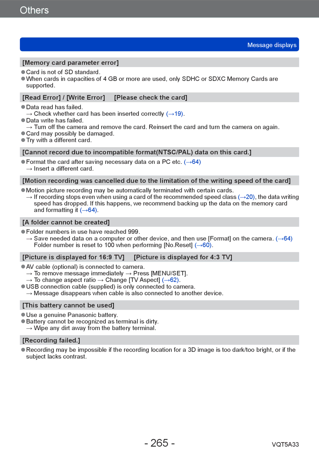 Panasonic DMCLF1W, DMC-LF1K owner manual 265 