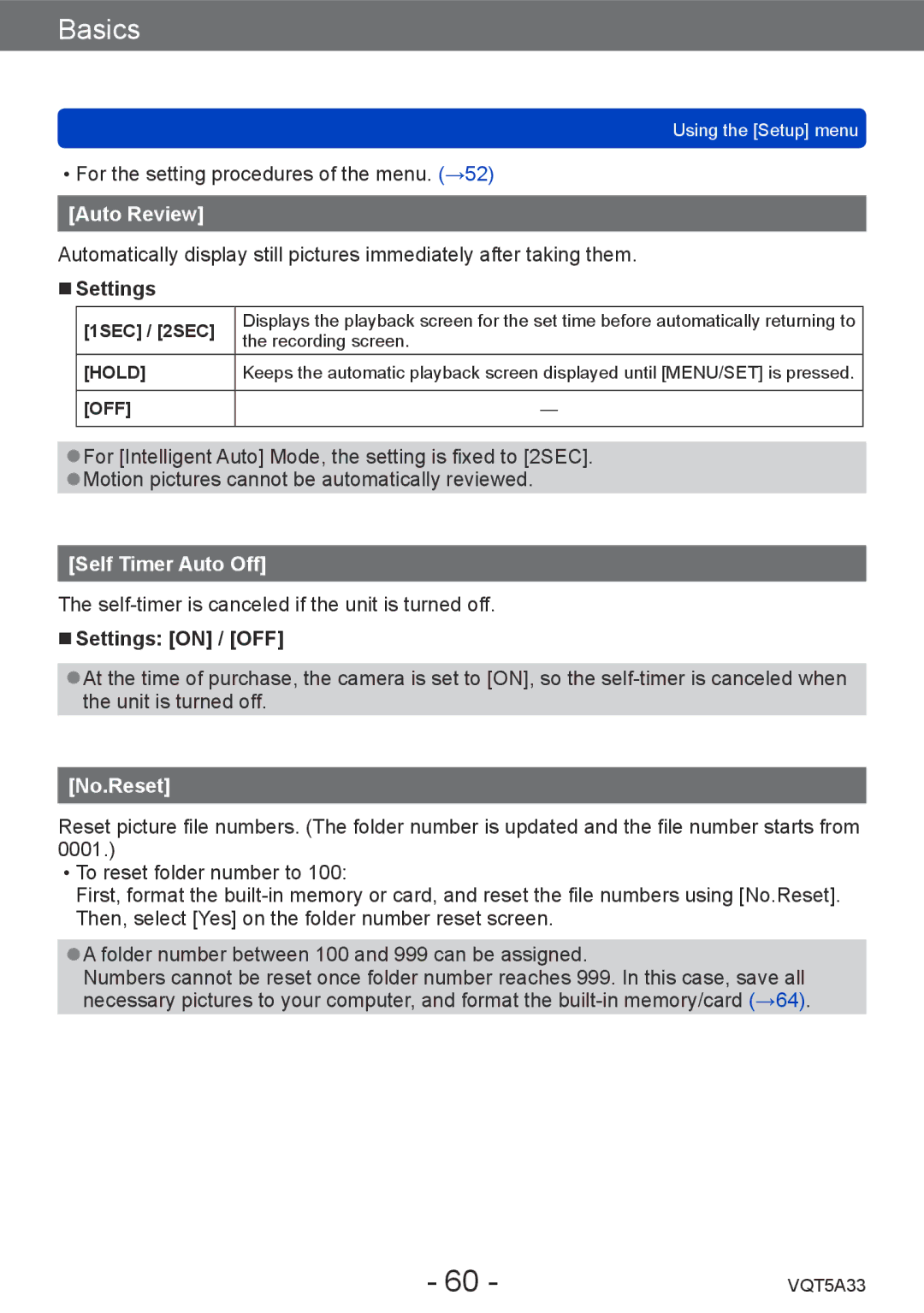 Panasonic DMC-LF1K, DMCLF1W owner manual Auto Review, Self Timer Auto Off, No.Reset, 1SEC / 2SEC, Recording screen 