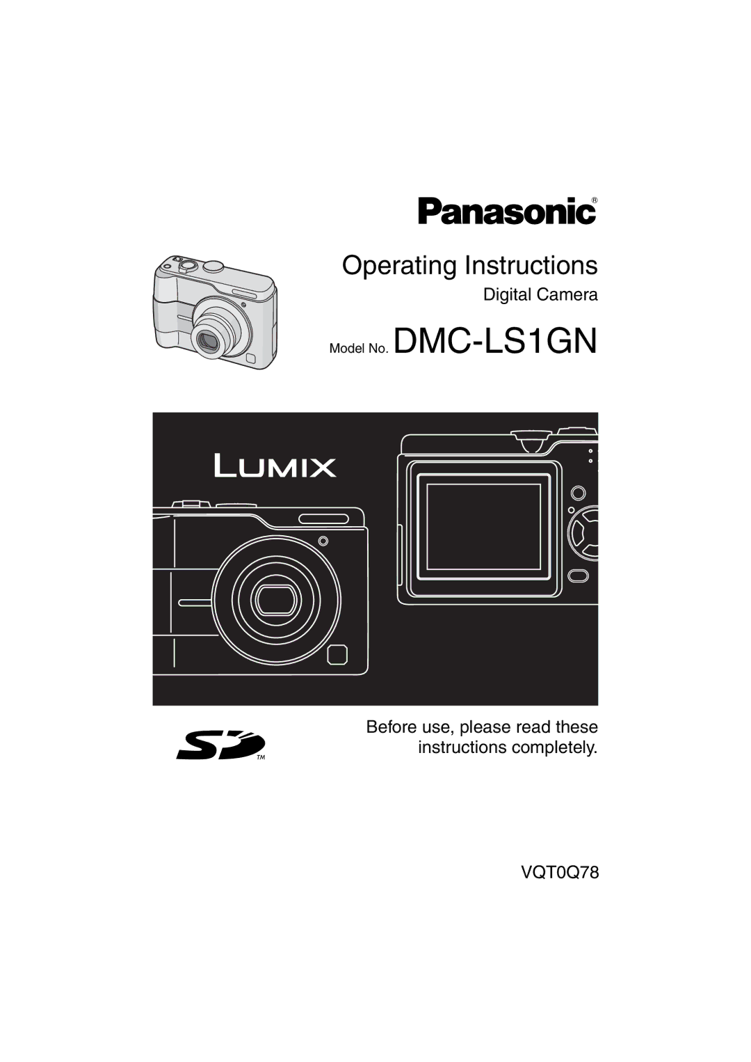 Panasonic DMC-LS1GN operating instructions Operating Instructions 