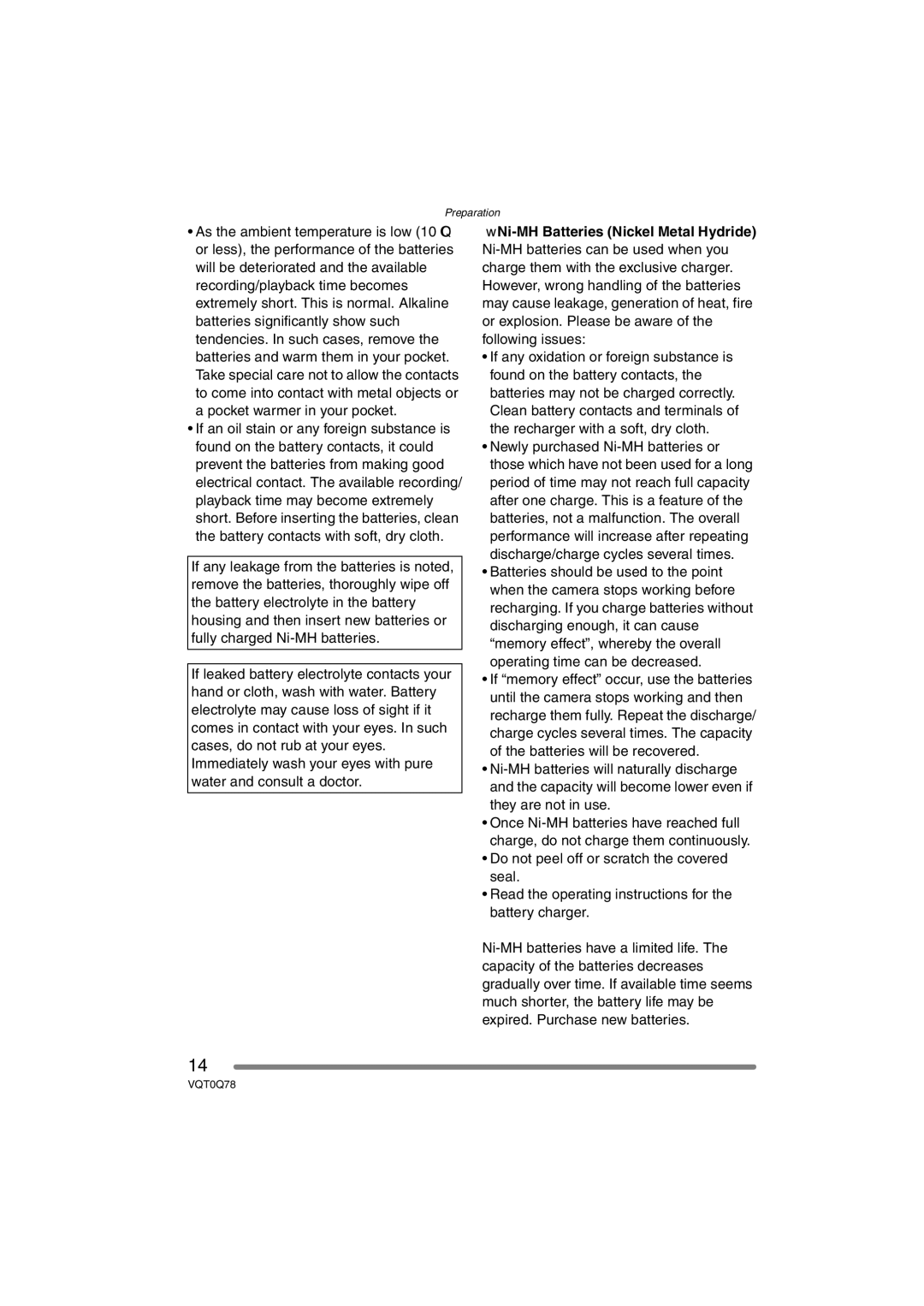 Panasonic DMC-LS1GN operating instructions Preparation 